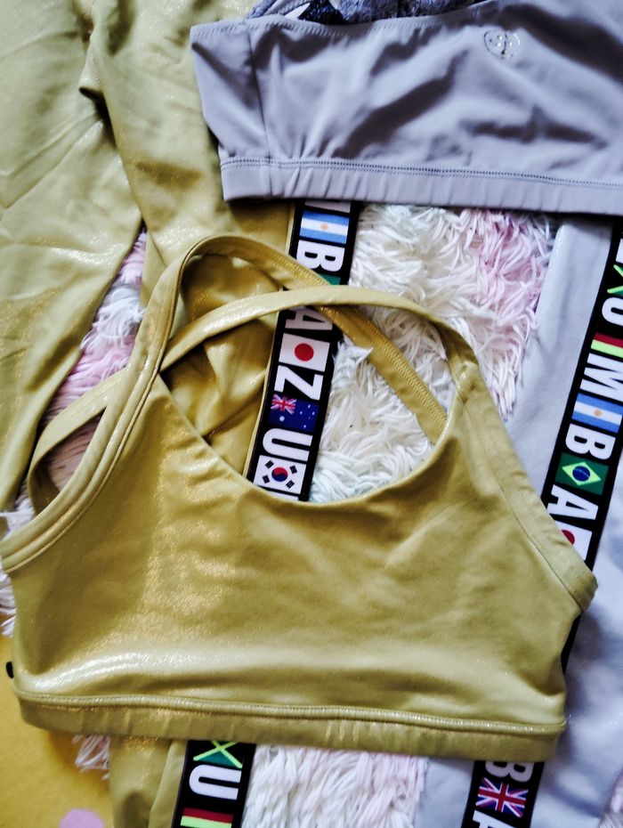 Ensemble zumba s or argent fitness danse brillant - photo numéro 5