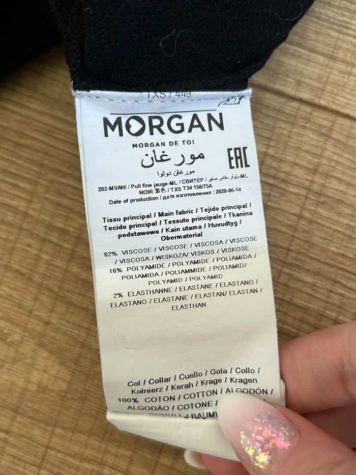Pull noir et blanc à manches longues Morgan taille XS bon état - photo numéro 10
