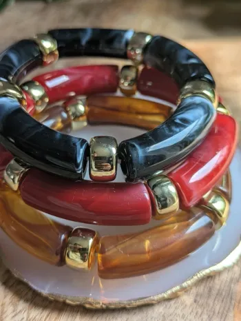 Bracelet élastique en acrylique tendance rouge