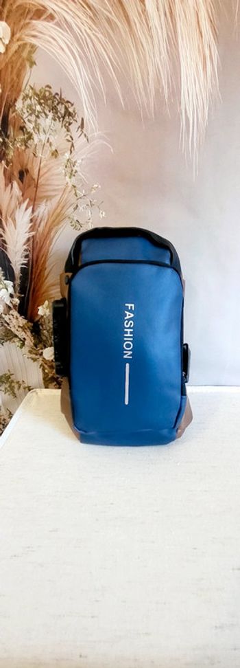 Sac à dos bandoulière anti vol – bleu et marron