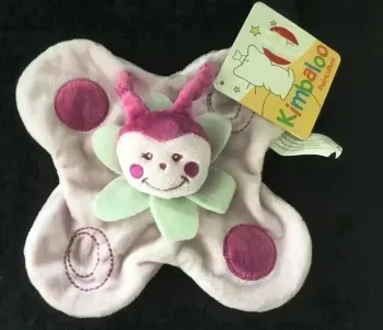 NEUF ! Doudou plat Papillon rose/vert - Kimbaloo