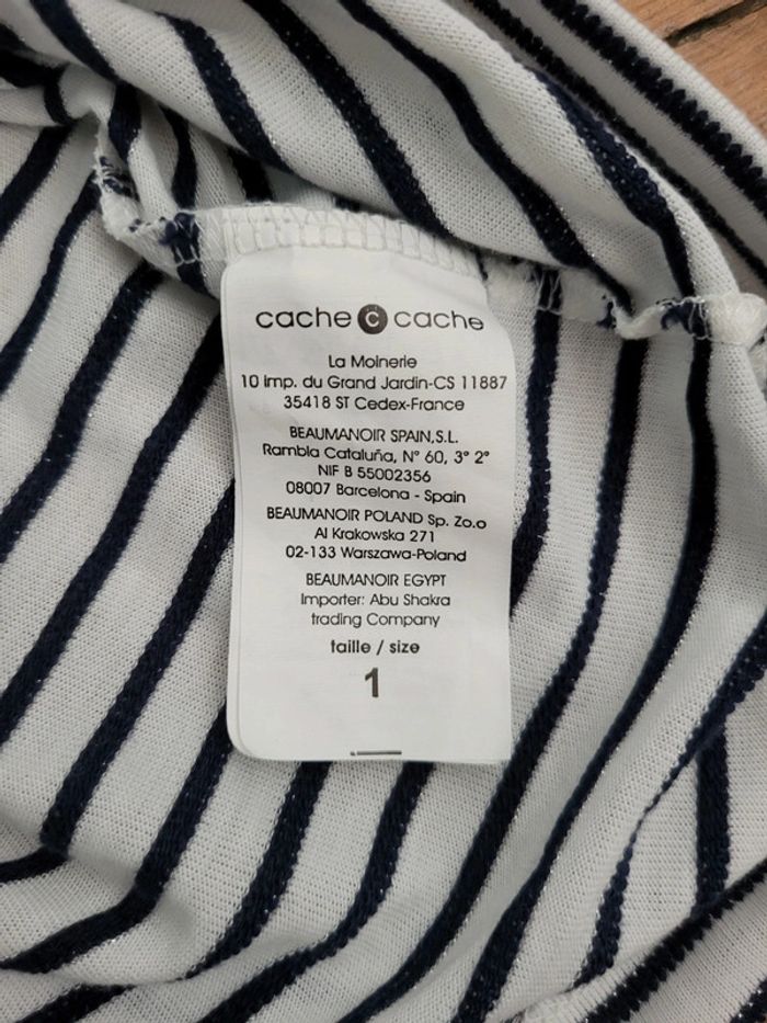 T-shirts marinière manches 3/4 - Cache Cache - Taille 1 - Sequins et détails argentés - photo numéro 3