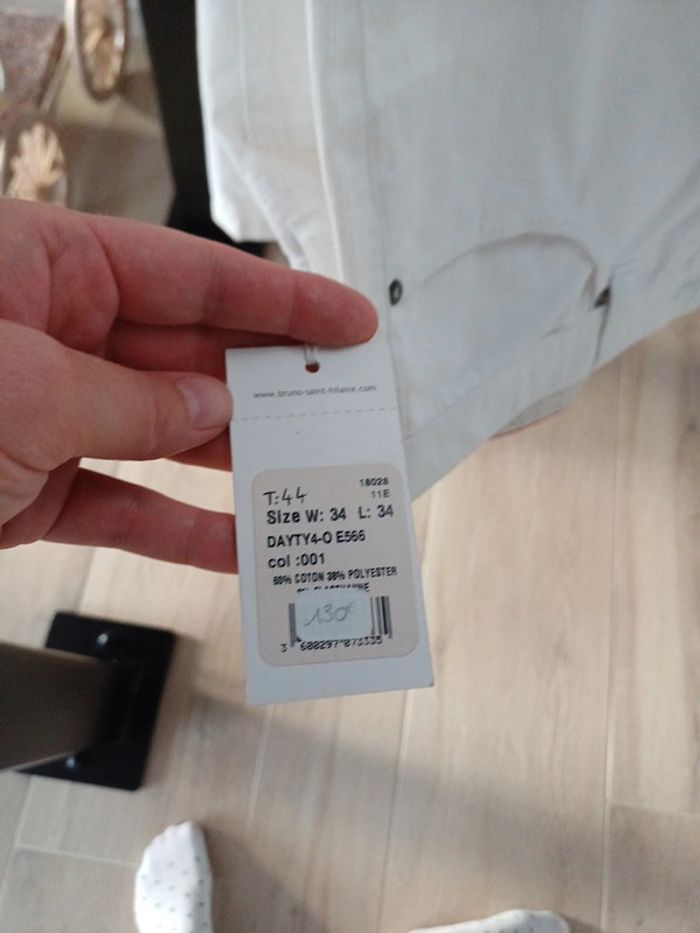 Pantalon blanc velour côtelée léger T42 neuf - photo numéro 2