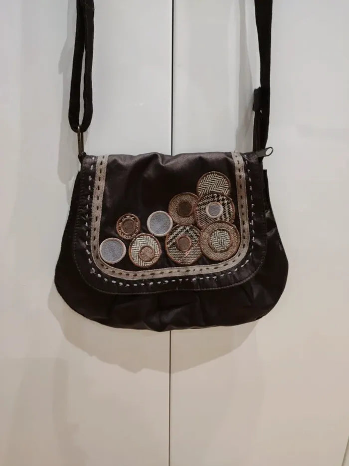 Sac à bandoulière marron satiné - photo numéro 2