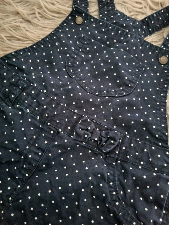Robe salopette marine à pois blanc 24mois - photo numéro 2