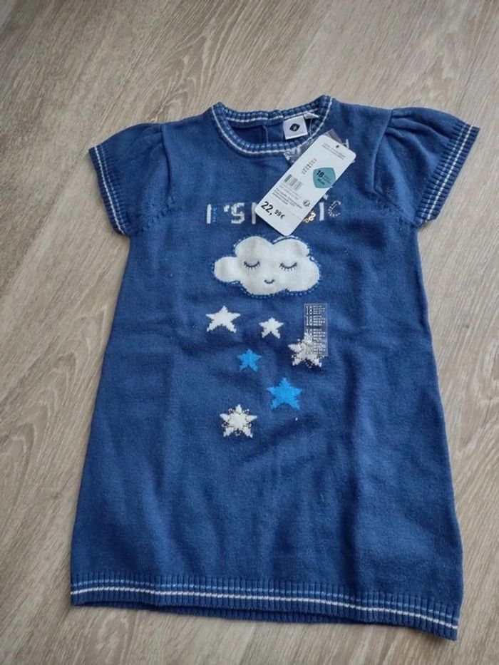 Robe pull bleu indigo nuage et étoiles Z