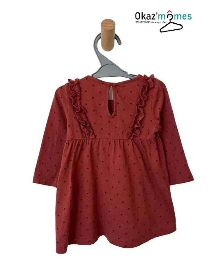 Robe légère à manches longues (petits cœurs) - Kiabi 6 mois (67cm) - photo numéro 3