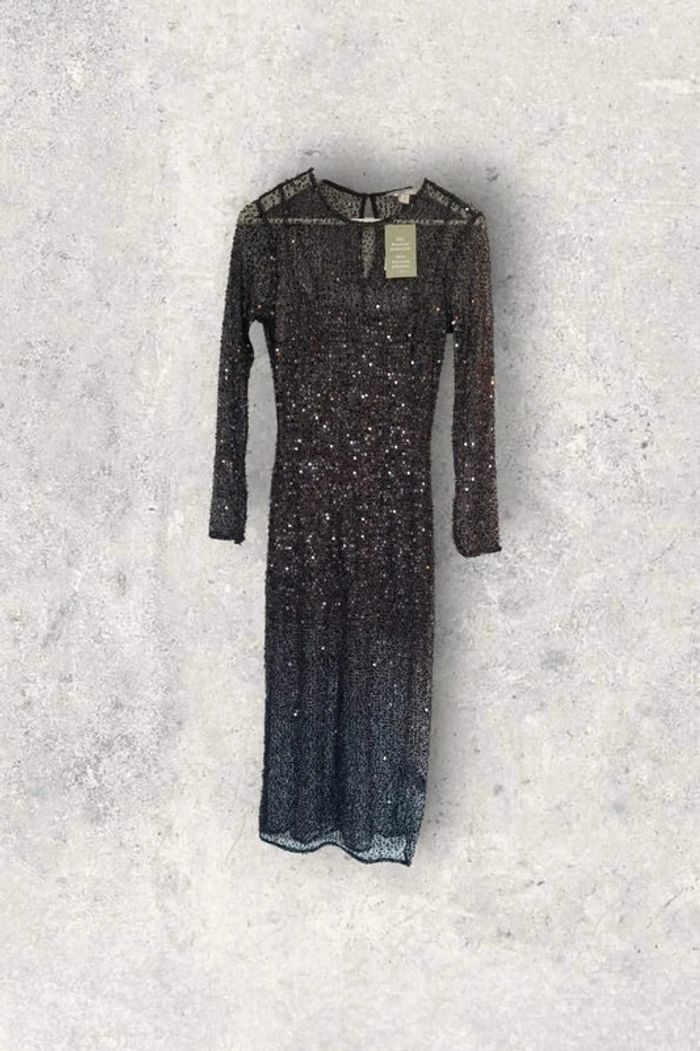 Robe longue H&M neuve transparent a sequin noir et doublure taille S