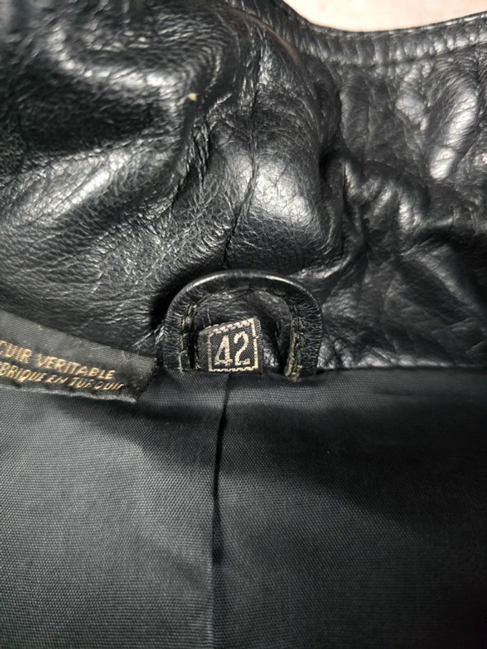 Veste cuir vintage noir homme taille 42 bon état - photo numéro 12