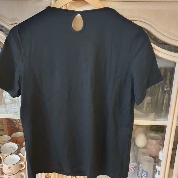Tee shirt noir Col en V Avec perles taille L Pause Cafe - photo numéro 4
