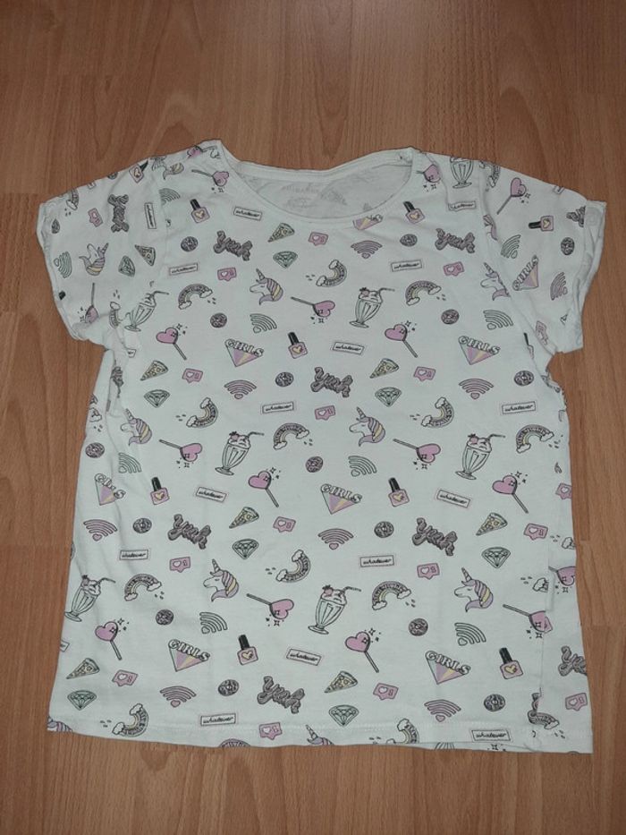 Tshirt MC blanc imprimé T 10-11 ans