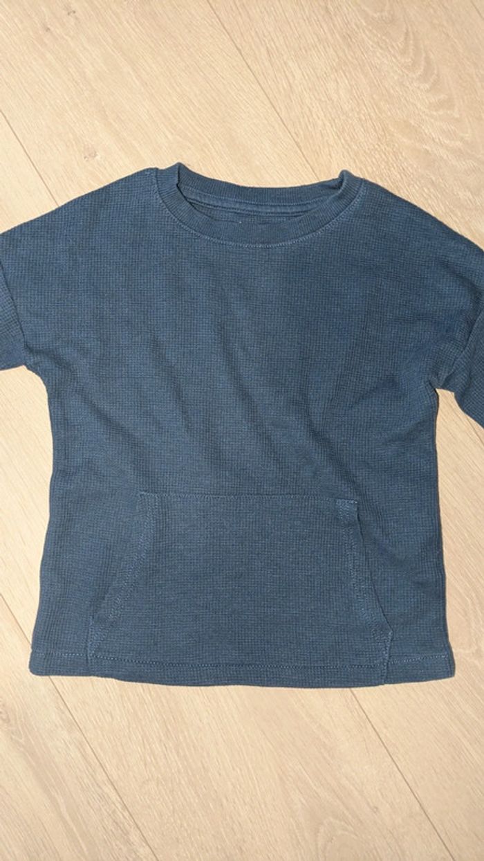 Pull léger gaufré bleu garçon 4 ans - photo numéro 2
