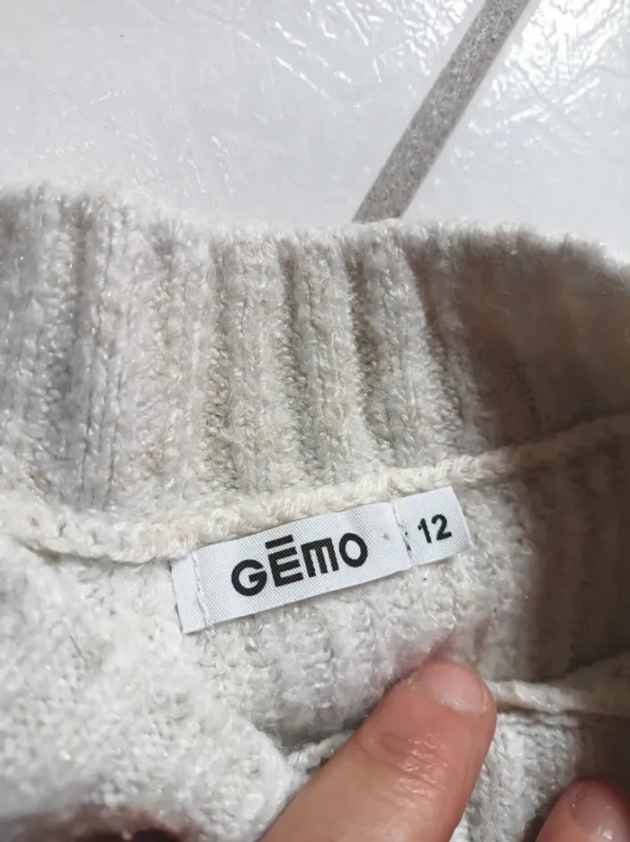 Pull fille beige crème légèrement pailleté doré - photo numéro 8