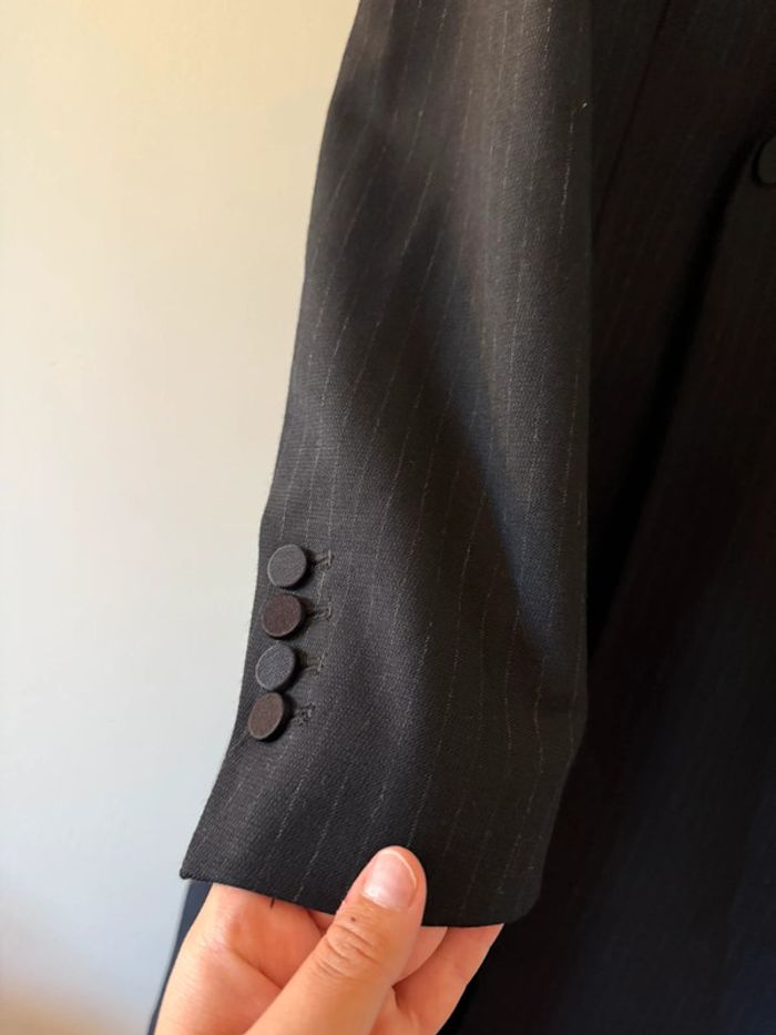 Veste longue noire à rayures Zara - photo numéro 2