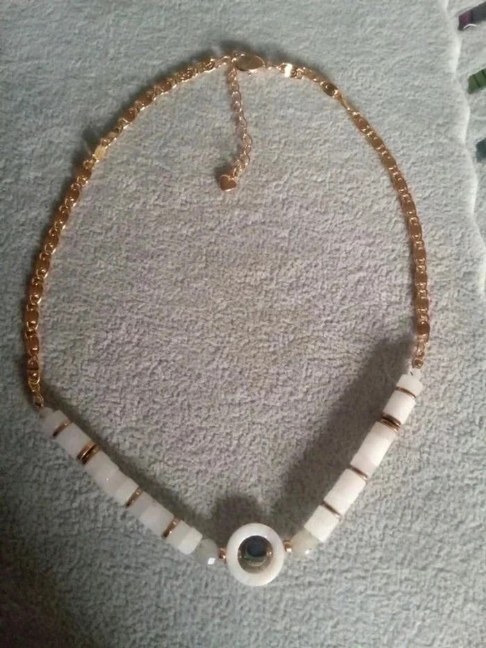 Collier jade blanche et labradorite - photo numéro 4