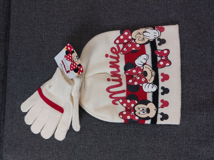 ensemble bonnet gants minnie blanc 52