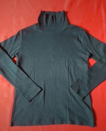 -shirt col roulé extensible côtelet manches longues.