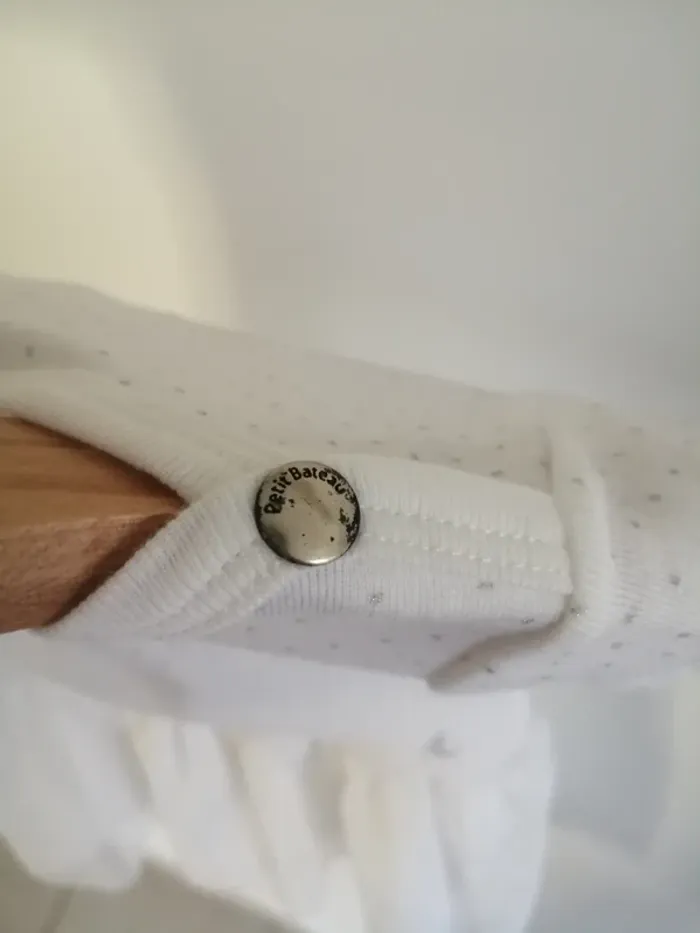 Robe ceremonie petit bateau blanche à pois argent - photo numéro 7
