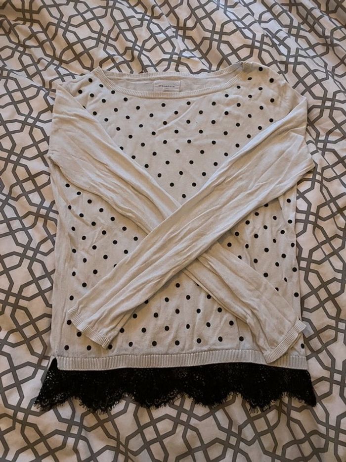 Pull Springfield dentelle à pois