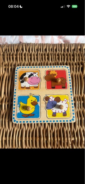 Puzzle animaux en bois état satisfaisant  Quelque trace usure