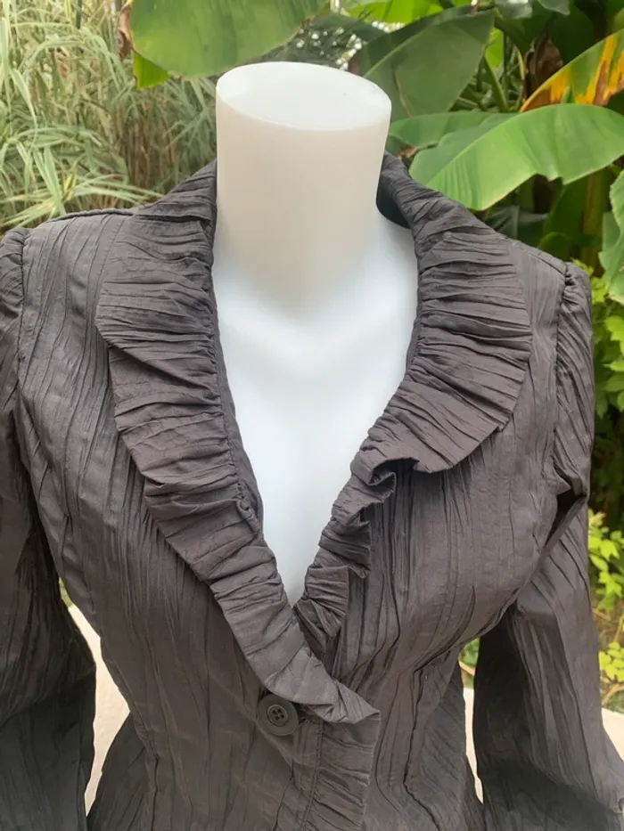 Veste Machin chose taille 42 noir effet froissé épaulettes - photo numéro 6