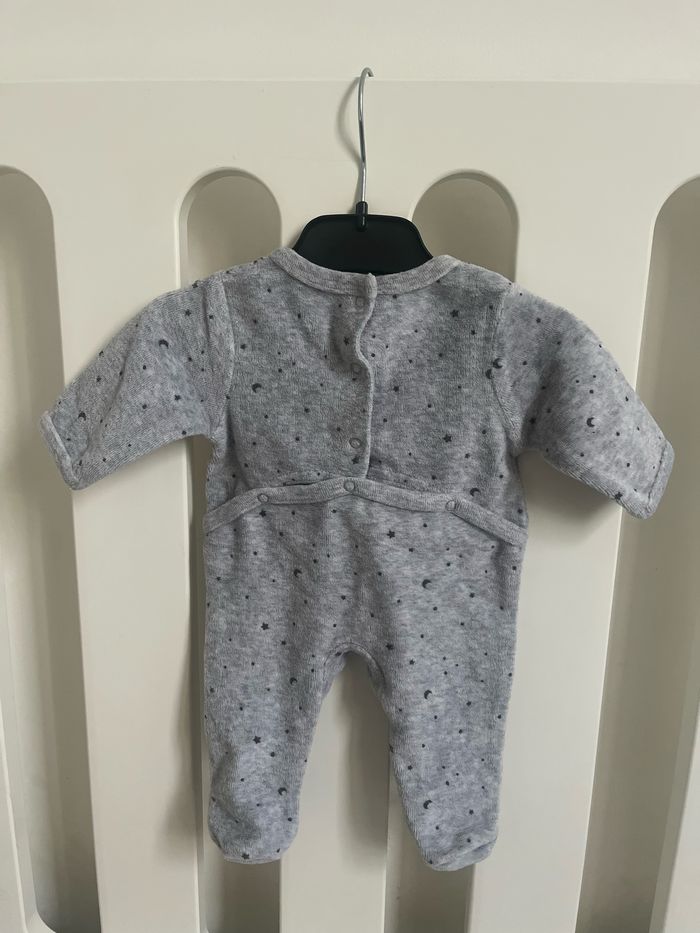 Pyjama naissance vertbaudet 50 cm gris étoiles lunes - photo numéro 2
