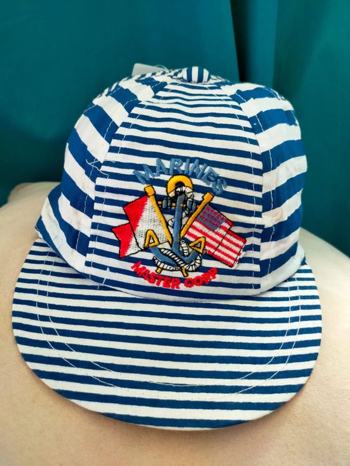 Casquette rayée bleu marine – motif Marines – Taille 56 cm - photo numéro 2
