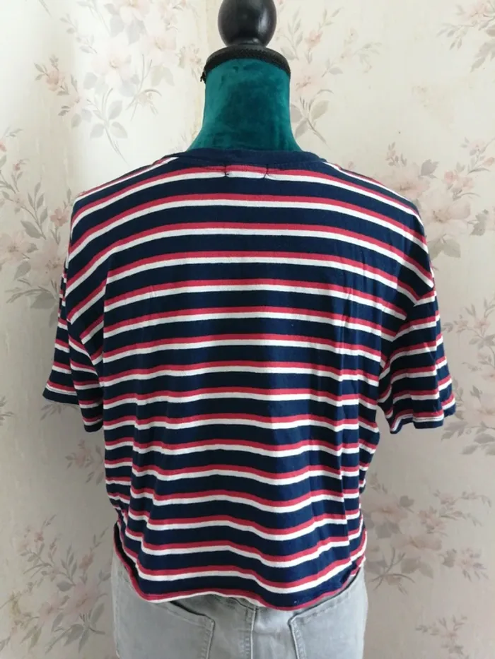 Tee-shirt crop top rayé bleu blanc rouge / jennyfer / (M) - photo numéro 3