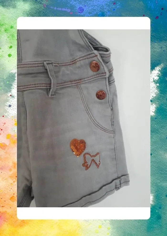 Jolie salopette short en jeans 6 ans - photo numéro 4