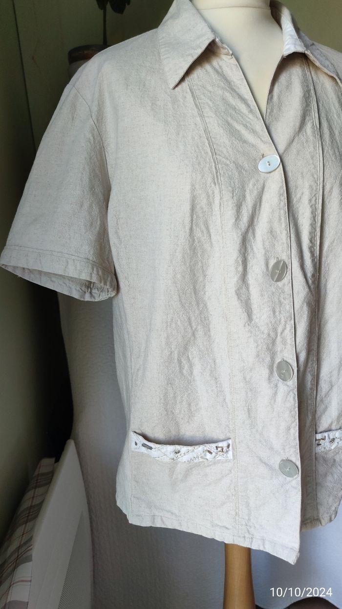 Chemise beige lin & coton JAC-JAC T48 - photo numéro 4