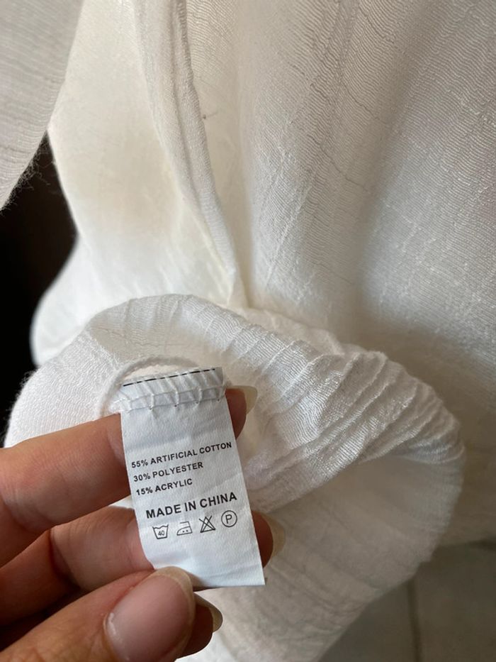 Tunique /robe blanche crochet pompons M/L - photo numéro 7