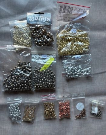 Lot de 229 g de perles acrylique, dorée, argent, bronzé, cuivré