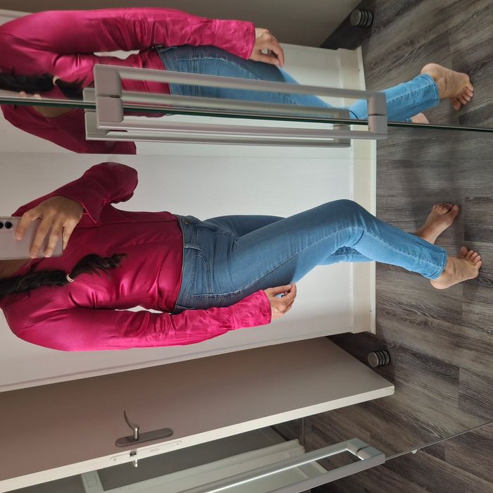 Chemise femme fuchsia effet satiné à manches longues - Taille 36 - Primark - photo numéro 7