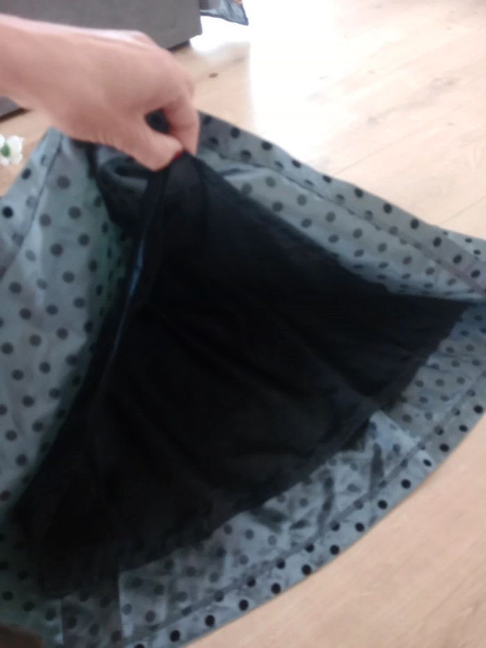 Robe de cérémonie 38 grise cérusée pois noirs c30 - photo numéro 9