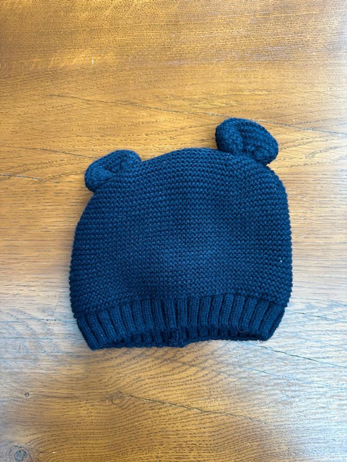 Bonnet bleu marine doublé bébé 3-6 mois
