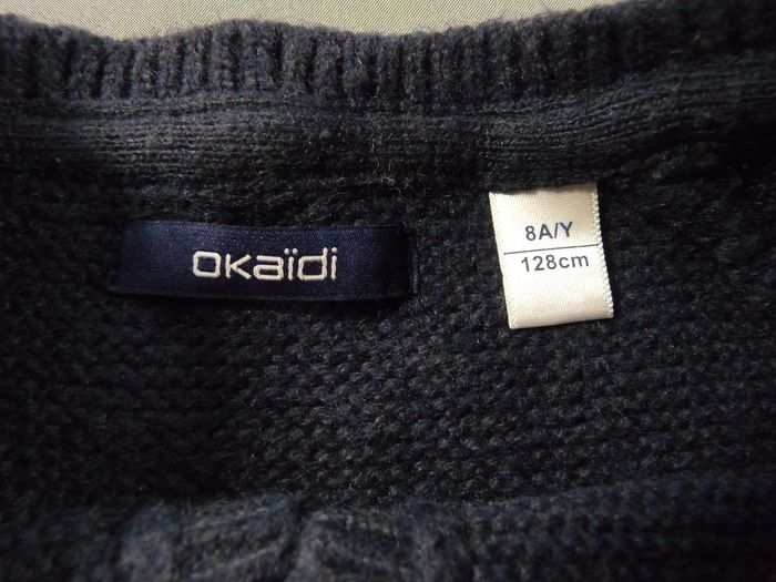Gilet cardigan tricot bleu marine Okaidi 8 ans 128 cm fille - photo numéro 2