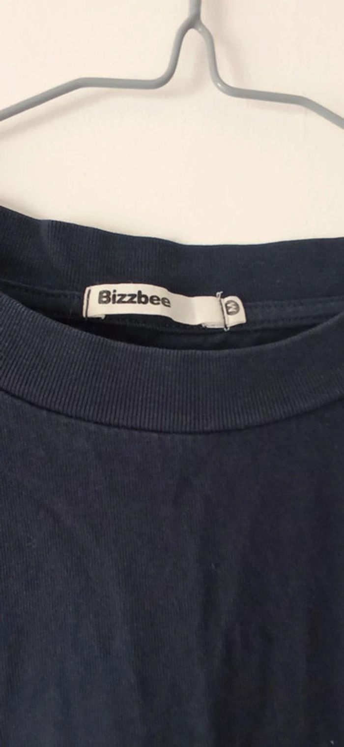 pull sweatshirt sweater sweat bleu rayures manches large bizzbee femme M 38 acubi - photo numéro 3