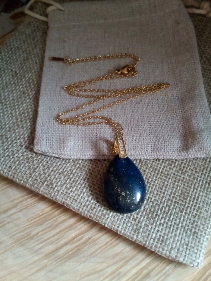 Collier pendentif en pierre de lapis lazuli - photo numéro 2