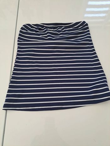 haut sans bretelle marine blanc shein