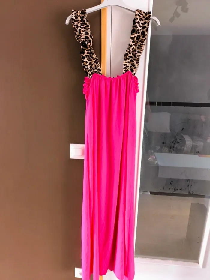 Robe longue rose fushia à bretelles léopard TU 36 à 46 - photo numéro 11