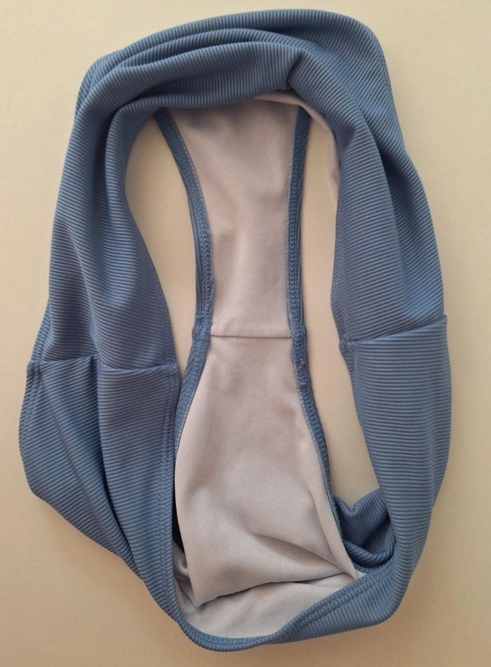 Culotte haute de maillot de bain bleu uni - photo numéro 4