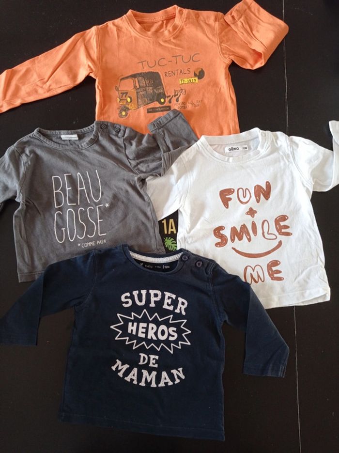 Lot de 4 tee-shirts manches longues 1 an