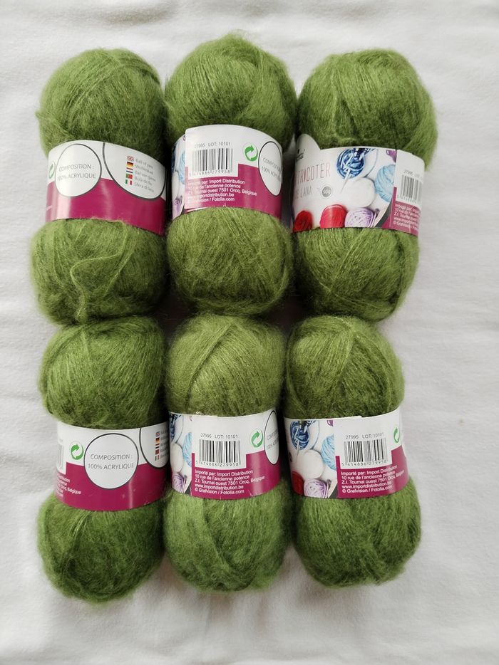 Lot de 6 Pelotes de Laine - Vert Prairie - Aspect Mohair
- photo numéro 4