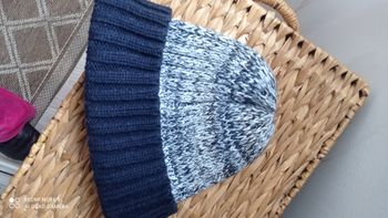 Bonnet en laine Yves Dorsey marine et gris tbe