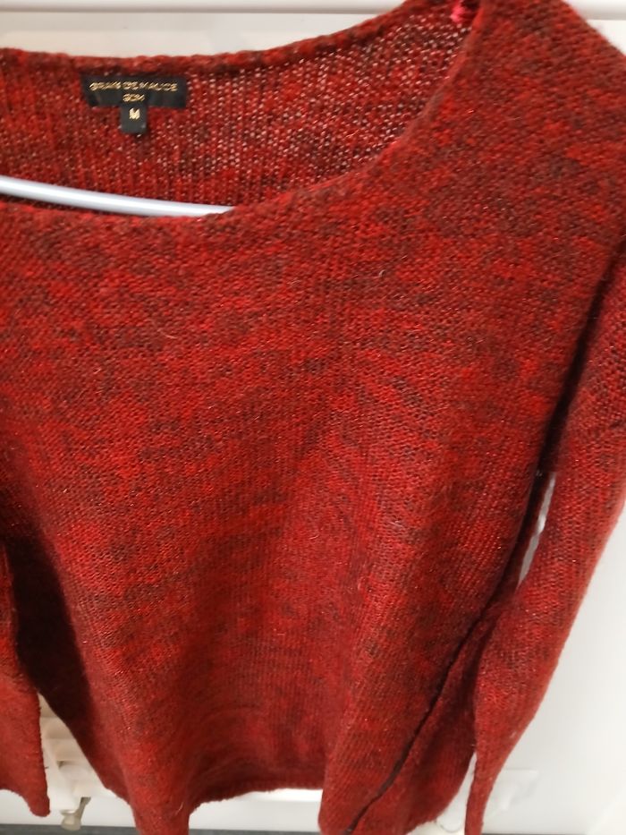 Pull bordeaux fermeture éclair fantaisie côté - photo numéro 2