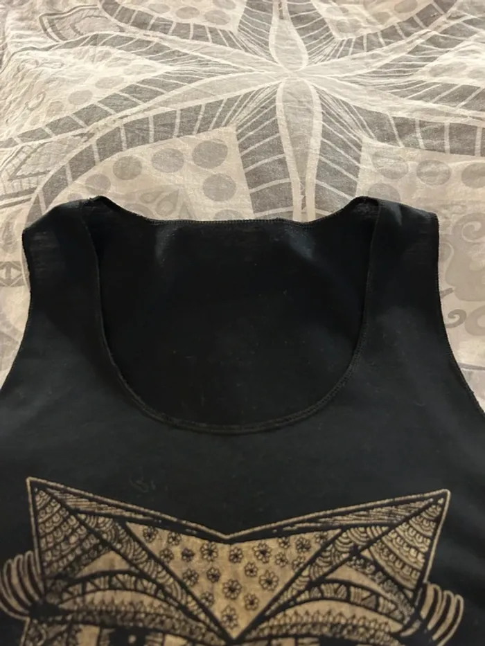 Débardeur noir motif hibou - photo numéro 3