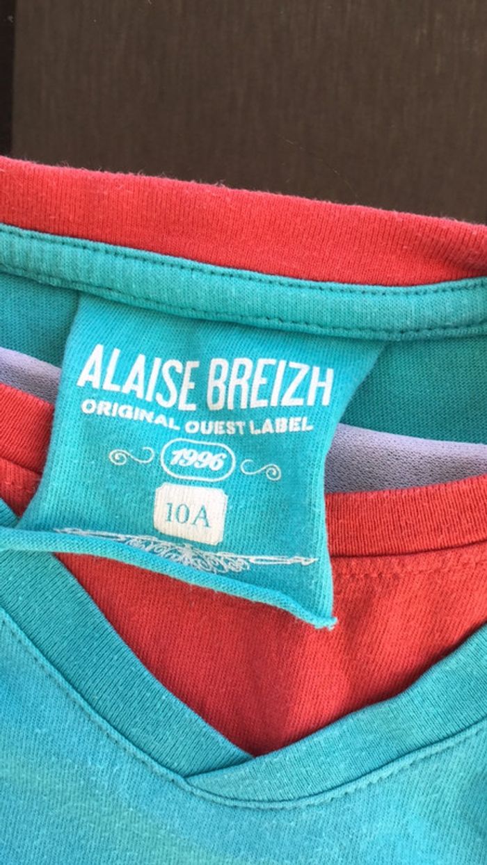 Tee-shirts vert-bleu 10ans A l Aise Breizh - photo numéro 4