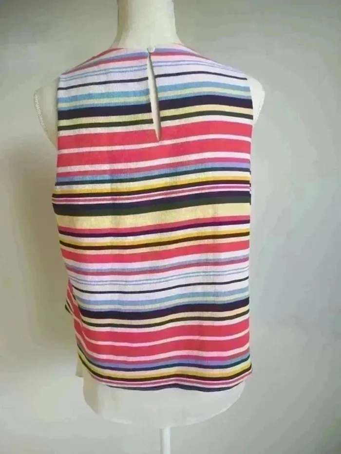 🌈 Haut Sans Manches à Rayures – Taille 38/M – Marque V.Code 🌈 - photo numéro 2