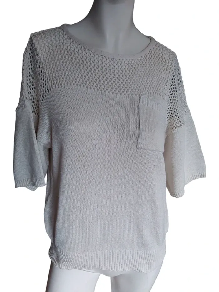 Pull léger fin vintage printemps été spring summer crochet beige