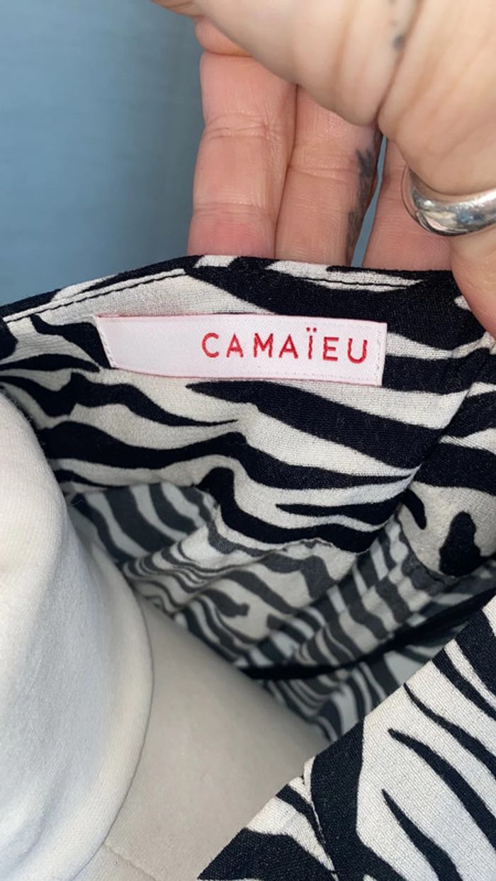 Robe mi longue camaïeu zébrée taille 36 noire et blanche - photo numéro 6